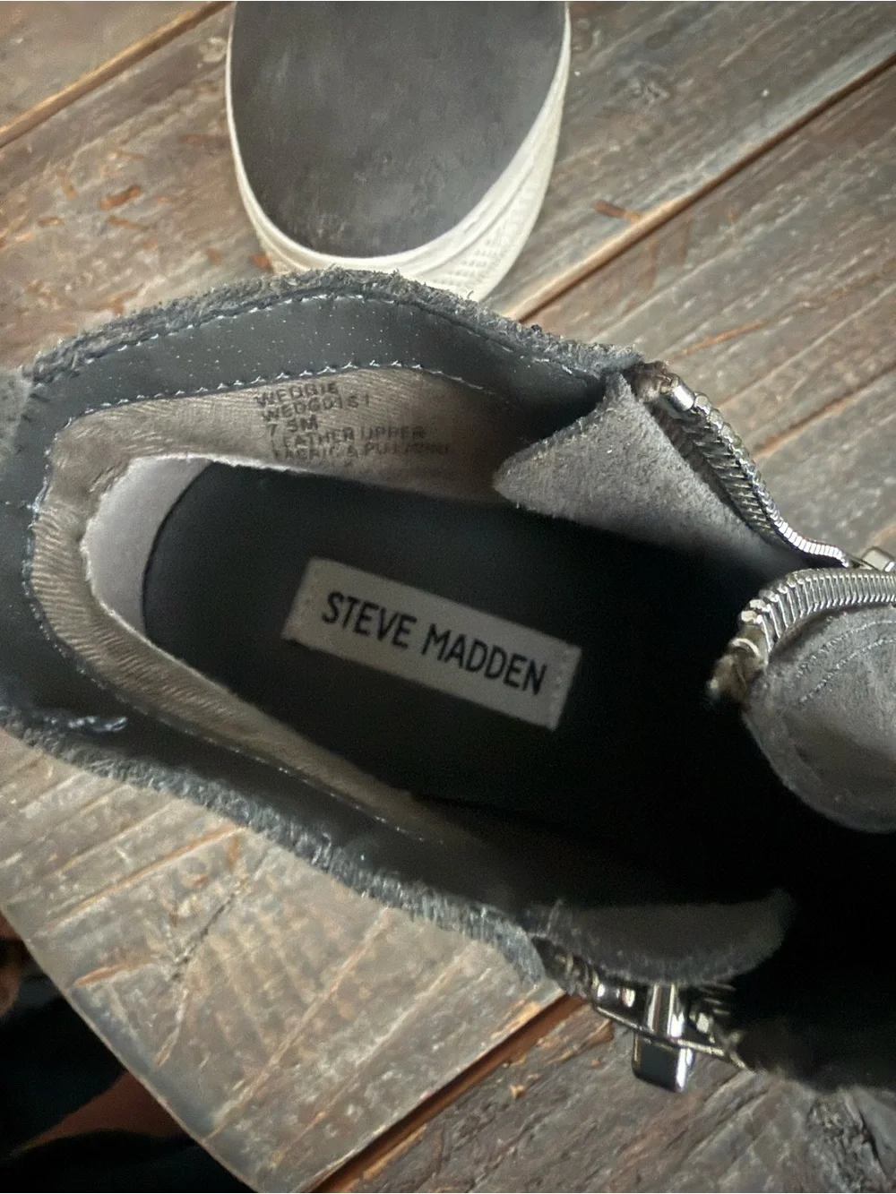 Steve Madden Dark Gray Suede Zip-Front Platform Booties